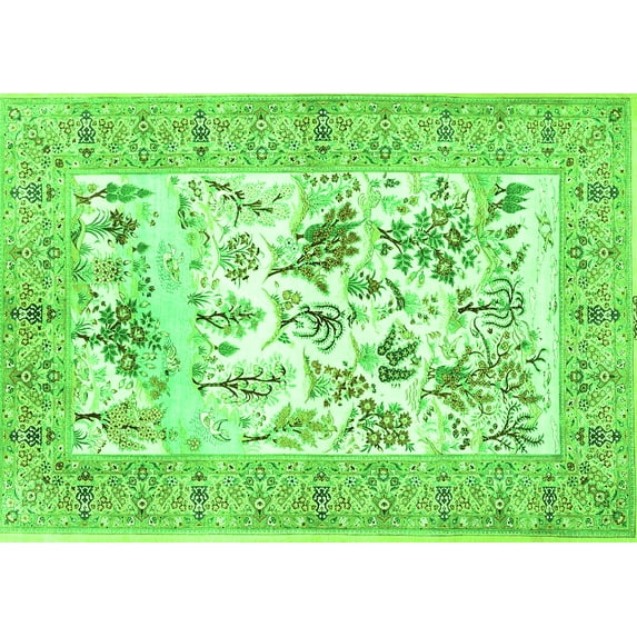 Ahgly Company Indoor Rectangle Animal Green Traditional Area Rugs, 6' x 9'