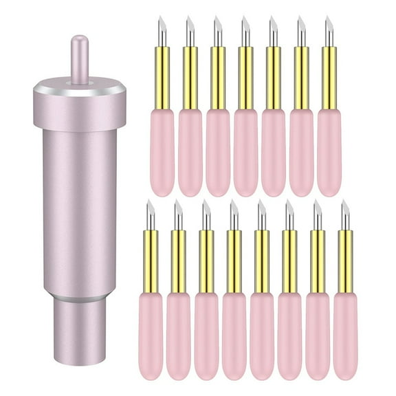 Blade Deepcut Deep Point Blade for Maker 3 Explore 3 Air 2 Cameo 4 Sunshine Skycut GCC Leopard,1 x Blade Housing 15 x Blades,Pink