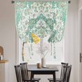 thumbnail image 3 of Turquoise Boho Balloon Curtains for Living Room/French Door, Vintage Abstract Art Floral Ethnic Tribe Tie Up Curtains 63 Inch Length Energy Saving Kitchen Curtains Shades for Windows 42"x63", 3 of 8