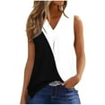 thumbnail image 1 of Timegard Womens Tank Top V Neck Ruched Irregularly Sleeveless Tunic Top Casual Color Block Tee Comfy, 1 of 5