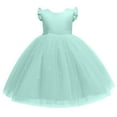 thumbnail image 2 of Girls' Solid Color Mesh Puffy Sleeve Formal Party Dress for Pageants and Special Occasions, 2 of 5