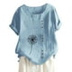 thumbnail image 1 of Mujeres Casual Algodón y Lino Top Impreso Manga Corta Botón Túnica Camiseta Blusa Tops Fridja  nalpqowj29400, 1 of 6