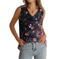 thumbnail image 7 of Women Deep V Neck Sleeveless Tee Floral Pleated Tank Tops Fltter Hem Camisole Oversized Tunic Blouses Trends Fashion Cami Going Out Summer Blouse, 7 of 7