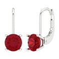 thumbnail image 2 of 1.5 Ct Round Cut Drop Dangle Red Ruby 14K White Solid Solid Gold Everyday Dainty Earrings Lever Back, 2 of 7