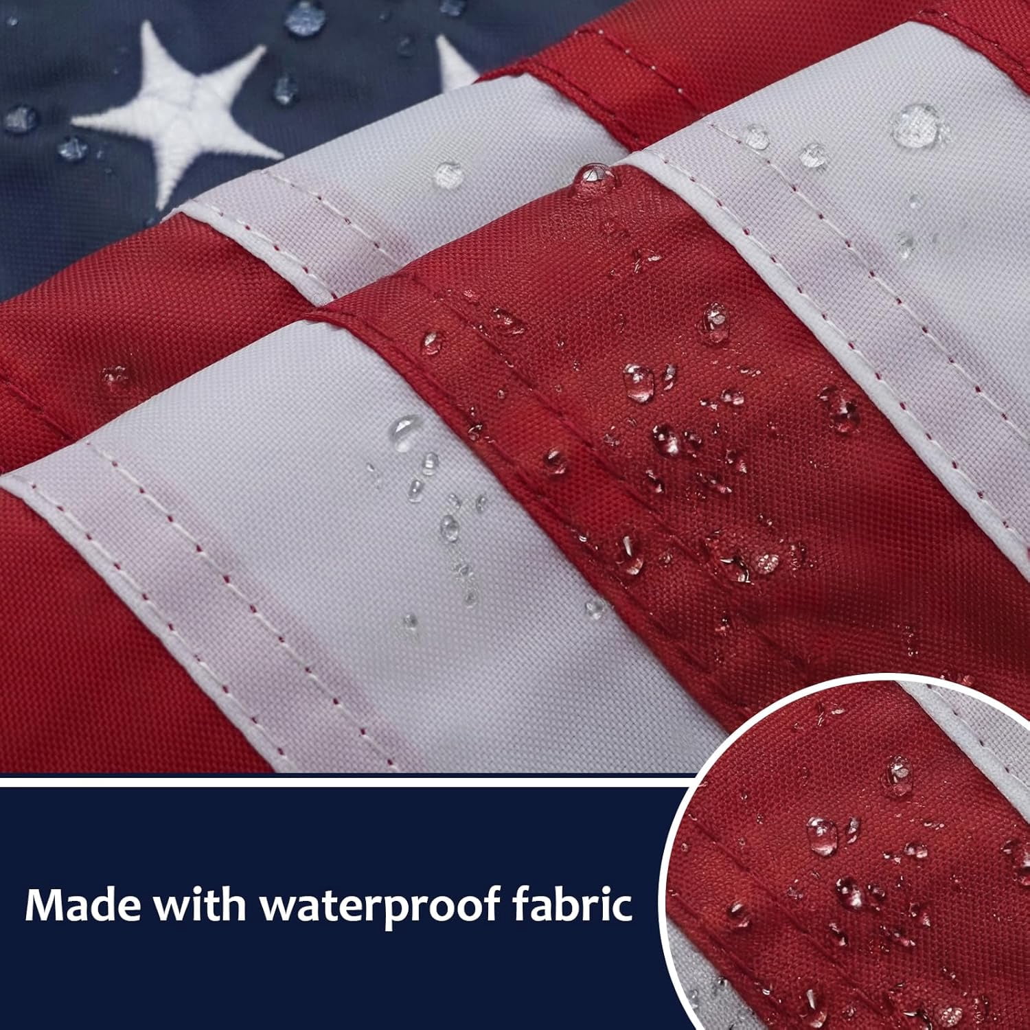 TOPFLAGS Nylon 8x12 feet 50 Stars American Flag, Embroidered 250D Embroidered Stars, Sewn Stripes, 3 Brass Grommets, Indoor/Outdoor, Vibrant Colors, Quality Nylon, US USA Flag