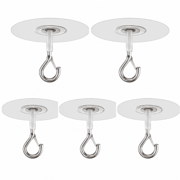 Adhesive Ceiling Hooks 5 Pack Super Heavy Duty Stick on Hooks for Hanging Plants Lights Wind Chimes Strong No Drill Outdoor Sticky Damage Free Decorating