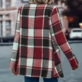 thumbnail image 4 of UQJfacai Womens Plaid Shawl Collar Cardigan Sweaters Long Open Front Flannel Jacket Buffalo Plaid Shacket Fashion Fall Outfits, 4 of 7