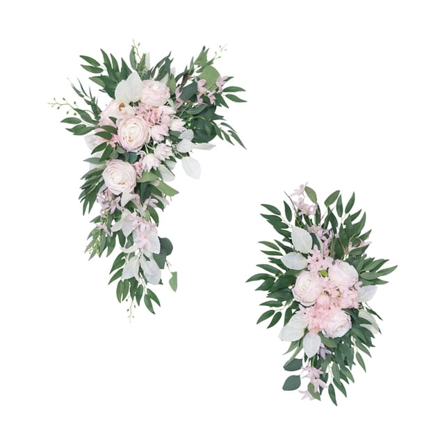 yuksok 2Pcs Silk Flower Swag Arch Hanging for Wedding Welcome Sign Decoration Pink Rose