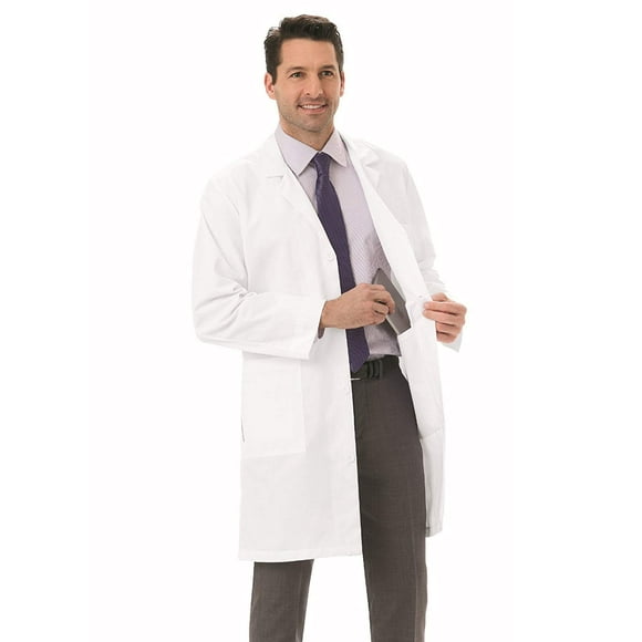 Meta Labwear Men's 1963 Twill 38" Labcoat, 46, White
