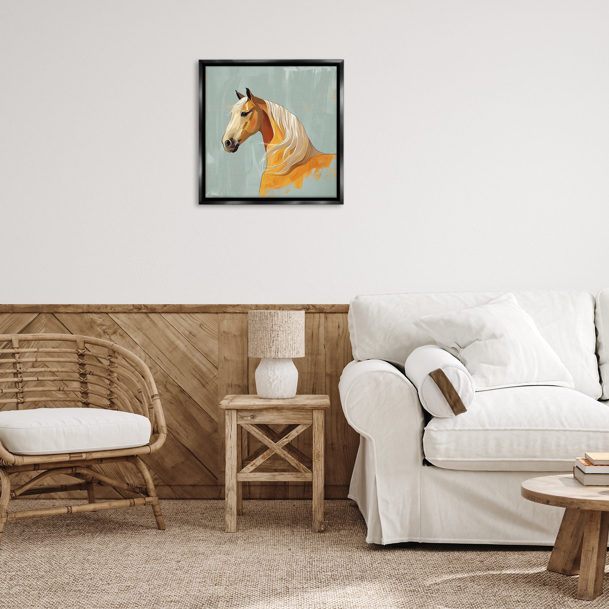 Stupell Industries Equine Elegance Portrait Animals Painting Black Floater Framed Canvas Art Print Wall Art, 25 x 25