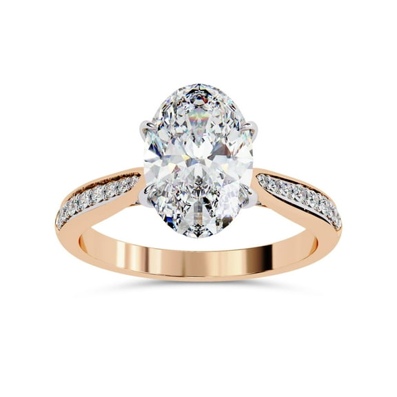 AFFY Solitaire Engagement Rings for Women Center 10.5x7mm Oval Cut Lab Created Moissanite Wedding Anniversary Ring in 10K Solid Rose Gold Size-10