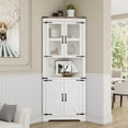 thumbnail image 7 of Historyli 67" Tall Corner Storage Cabinet with Lights, Farmhouse Corner Hutch Display Cabinet with Glass Doors, Wooden Storage Organizer for Kitchen, Living Room, White, 7 of 7