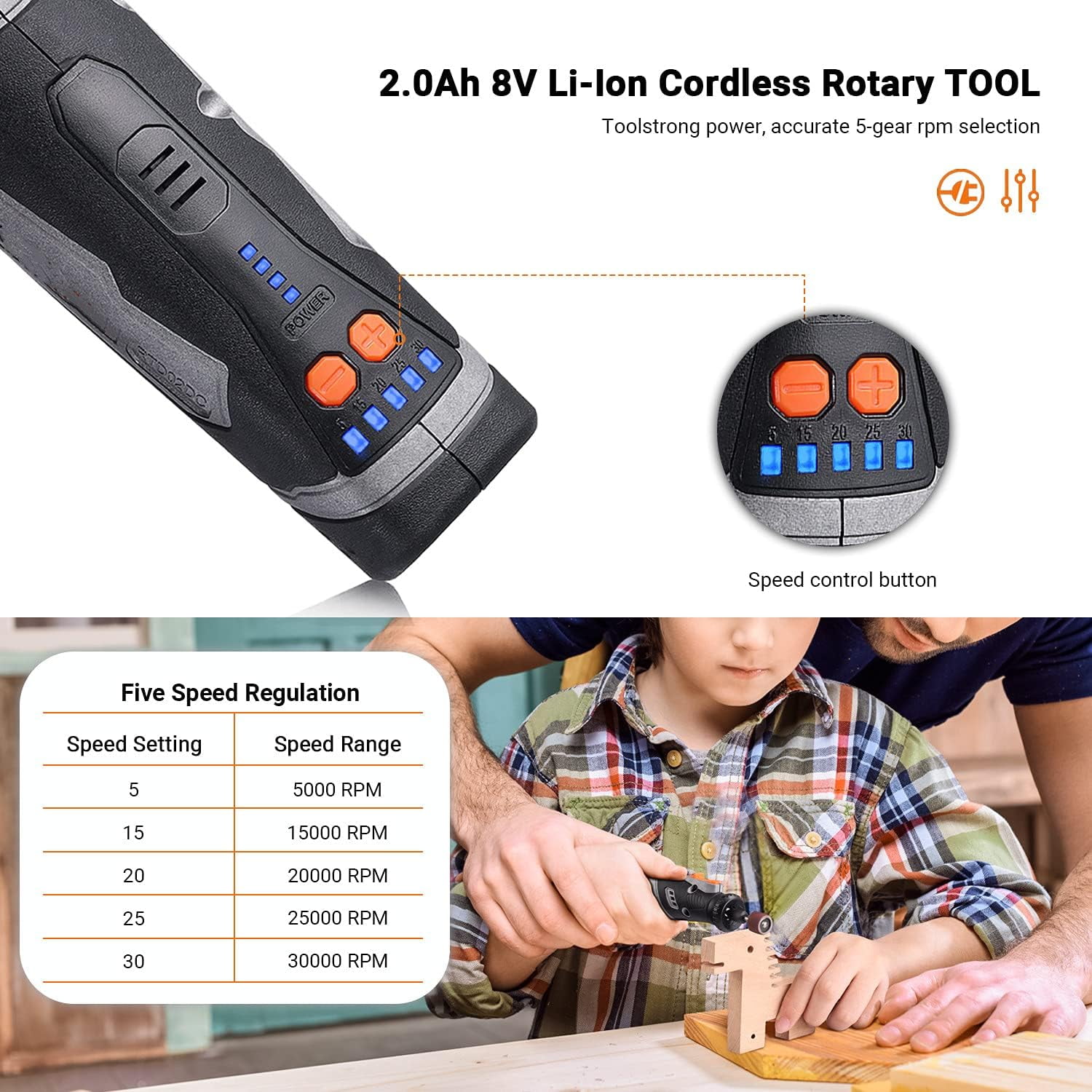 TACKLIFE RTD02DC Cordless 8V Motor 2.0 Ah Li ion Rotary Tool Grinding Drill Walmart