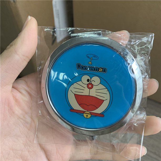 Espejo de maquillaje compacto plegable con logotipo personalizado, bonito espejo de bolsillo portátil de viaje con dibujos animados para gato pequeño, artículos de regalo para niña