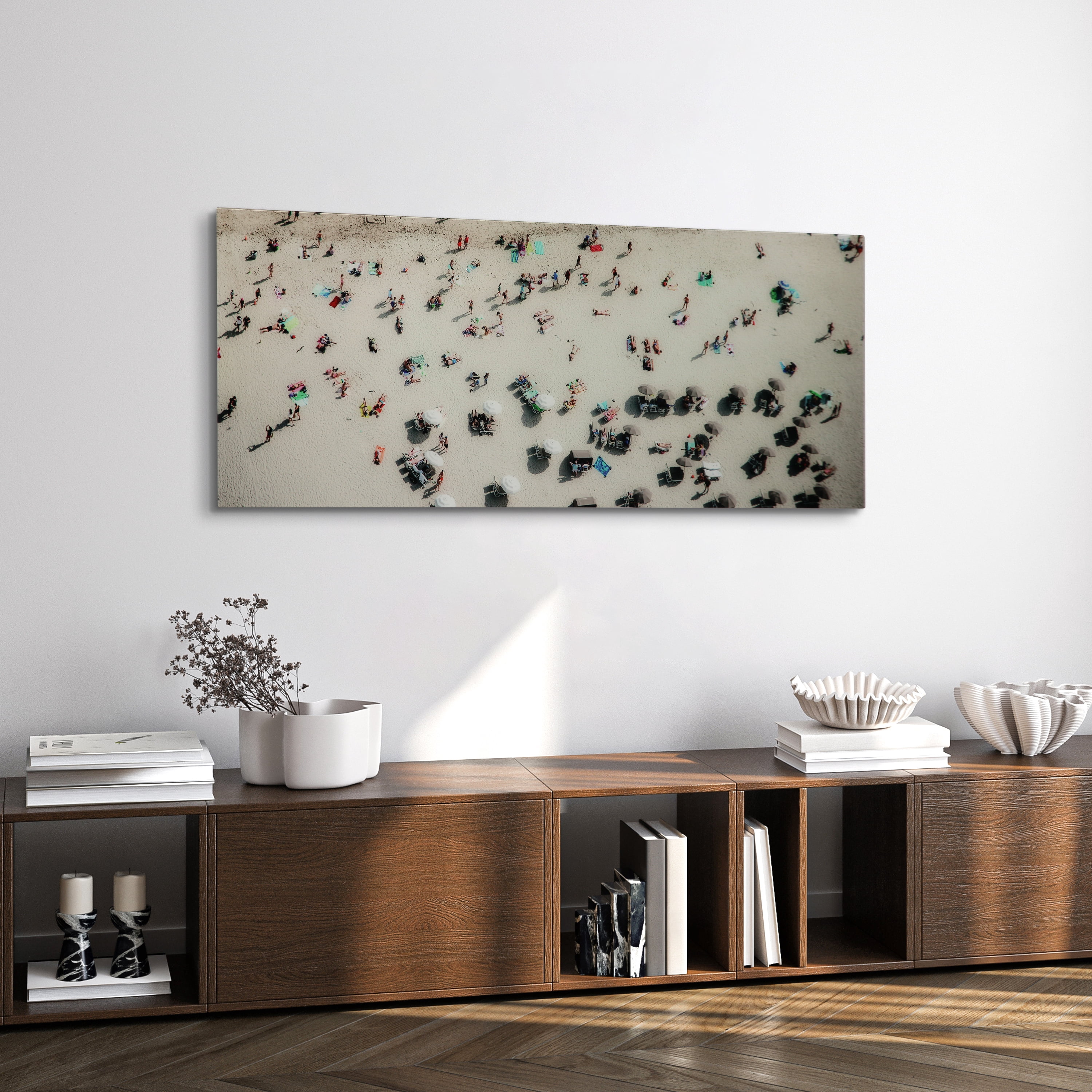Empire Art Direct Beach Day Frameless Free Floating Tempered Glass Panel Graphic Wall Art, 24" x 63" x 0.2", Ready to Hang