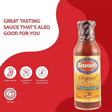 BENNETTS GLUTEN FREE ORIGINAL CHILI SAUCE, 12 FL OZ, GLASS BOTTLE