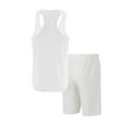 thumbnail image 4 of Wyobmus Mens 2 Piece Outfits Summer Casual Track Suit Waffle Knit Sleeveless Tank Top and Shorts Set Casual Jogger Sets S-3X White, 4 of 5