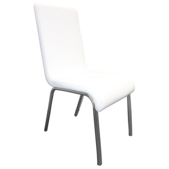 Bowery Hill Modern Faux Leather Dining Side Chair in White (Set of 4)