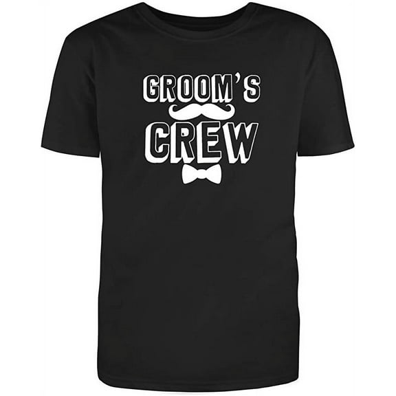 Grooms Crew Graphic Novelty Humor Funny T Shirt Black X-Large