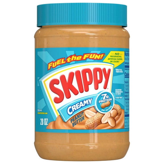 SKIPPY Creamy Peanut Butter, Shelf-Stable, 28 oz Plastic Jar