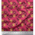 thumbnail image 1 of Soimoi Pink Cotton Poplin Fabric Leaves & Clover Flower Hand Drawn Decor Fabric Printed Yard 42 Inch Wide, 1 of 1