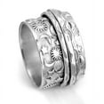 thumbnail image 3 of Stainless Steel Flower Pattern Wide Style Rotating Spinner Anxiety Pressure Rlief Band Ring, 3 of 9