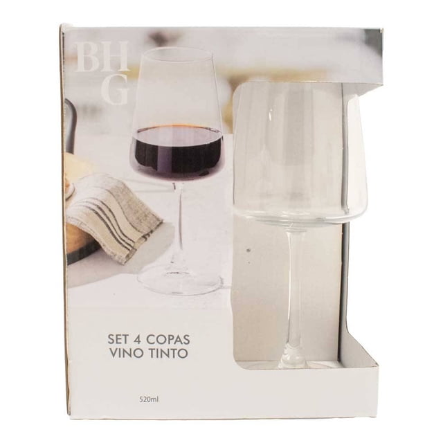 Set de Copas Better Homes & Gardens de Cristal Vino Tinto 520 ml 4 Piezas