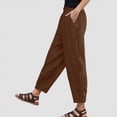 thumbnail image 2 of KPOPLK Cargos Pants Women Low Waist Short Jeans Pants for Women Ladies Capri Pants Pull On Stretch Summer Linen Pants for Women 2024 Home Pants Women Cotton Size S,Coffee, 2 of 8