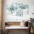 thumbnail image 3 of Elephant Stock Ocean Compass Wall Art - Horizontal Multi Panel Canvas - Living Room Wall Decor - Nautical Multi Panel - Black And Teal Decor - 52" x 32", 3 of 8