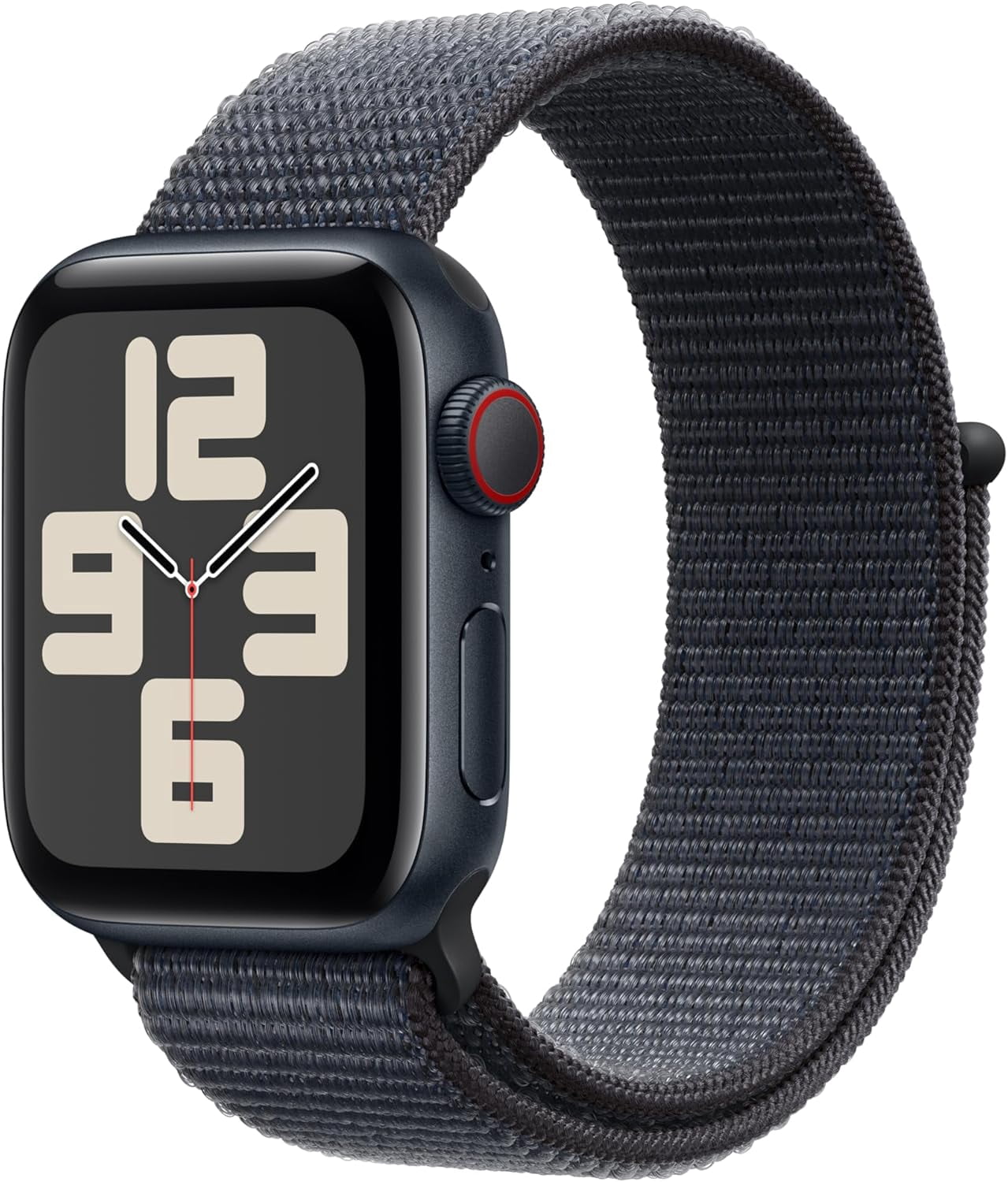 Pre-Owned Apple Watch SE (2nd Gen) [GPS + Cellular] Smartwatch with 40mm Aluminum Case with Ink Sport Loop. Fitness & Sleep Tracker, Crash Detection, Heart Rate Monitor - Midnight (Good)