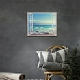 thumbnail image 3 of Beach Bathroom Wall Art Beach Coastal Pictures Wall Decor Blue Sea Canvas Painting Print Ocean Waves Tropical Ocean Nautical Wall Decor 3D Window View Artworks Framed for Living Room Bedroom 16"x12", 3 of 6