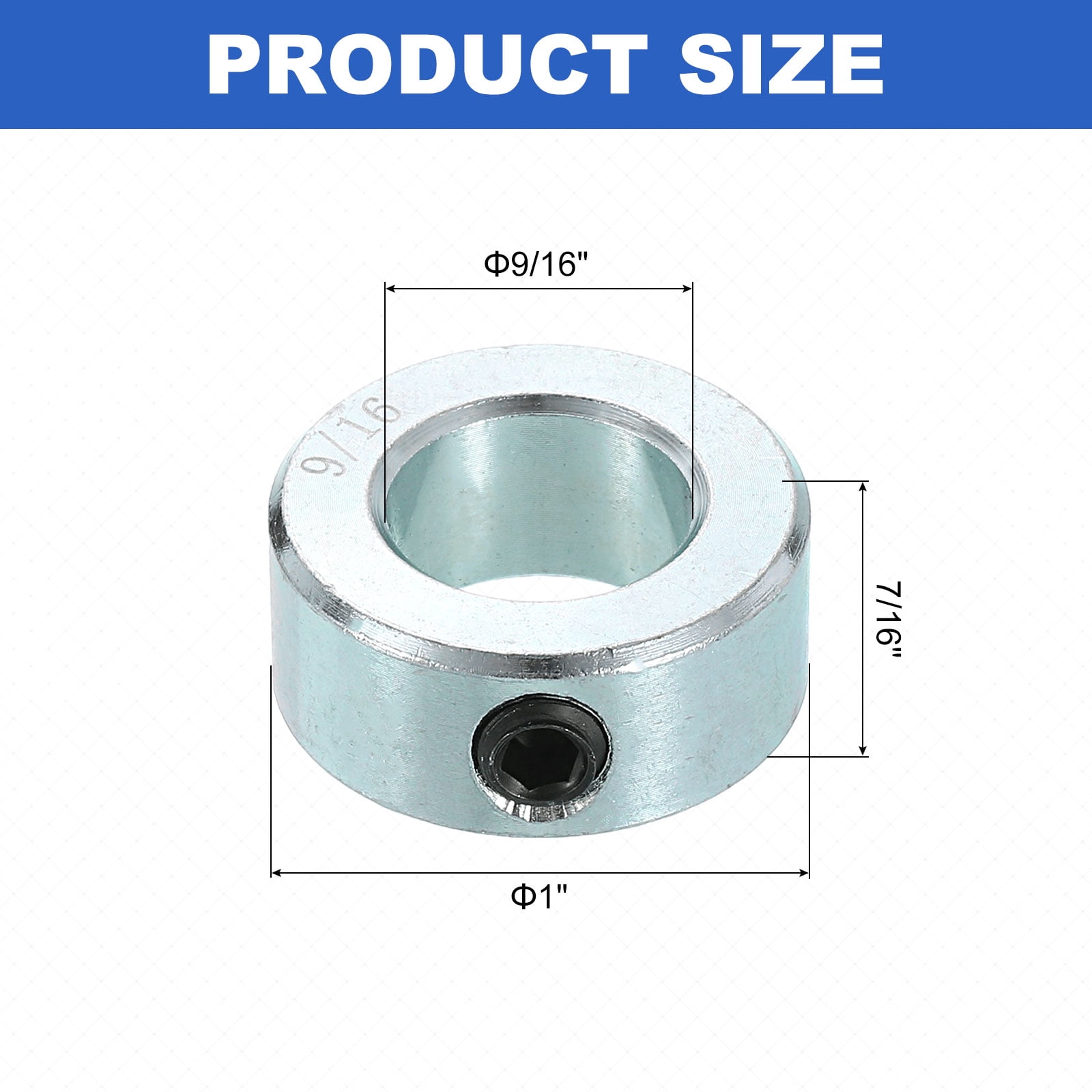16pcs Set Screw Collars 9/16" Bore Carbon Steel Shaft Collars, 1" OD, 7/16" Width Lock Axle Collar Clamp