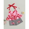 thumbnail image 3 of Coduop Toddler Girls 2Pcs Outfit Set,Halter Slign Tops and Short Pants Two-piece Clothes Set, 3 of 9