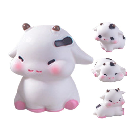 Adorable Mini Resin Cow Figurines Set of 4 Versatile for Home Decor and Fairy Gardens 2 inch