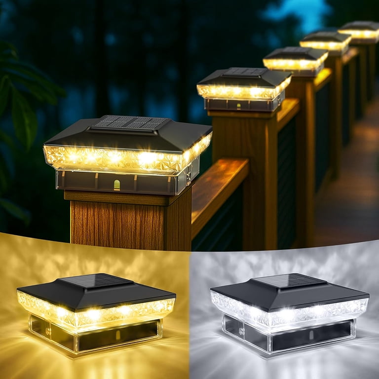 Ocest Solar Post Cap Lights, 8-Pack, Warm/Cool White, Adjustable photo 1