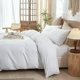 thumbnail image 3 of Washed Cotton Duvet Cover Set Linen Feel Natural Wrinkle Lightweight Comfy (King  Linen), 3 of 6