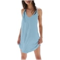 thumbnail image 2 of Gspmoly Robes d'Été pour Femmes, Mode pour Femmes Vacances d'Été Jachère Sans Manches Couleur Unie Robe Taille Haute Robes d'Été pour Femmes Économies, 2 of 8