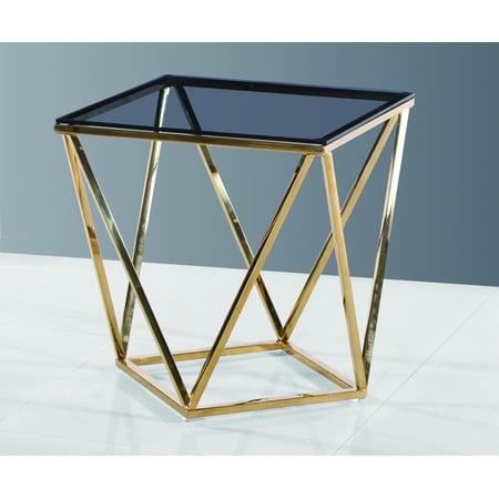 Best Master Furniture E43 Smoked Glass Top with Gold Plated Frame End