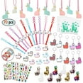 thumbnail image 2 of Llama Party Favors Supplies - Llama Bracelet Ring Necklace Keychains Hair Clips Puffy Sticker Gift Bag Alpaca Toys Gift for Kids Birthday School Prizes Rewards(60 pcs), 2 of 6