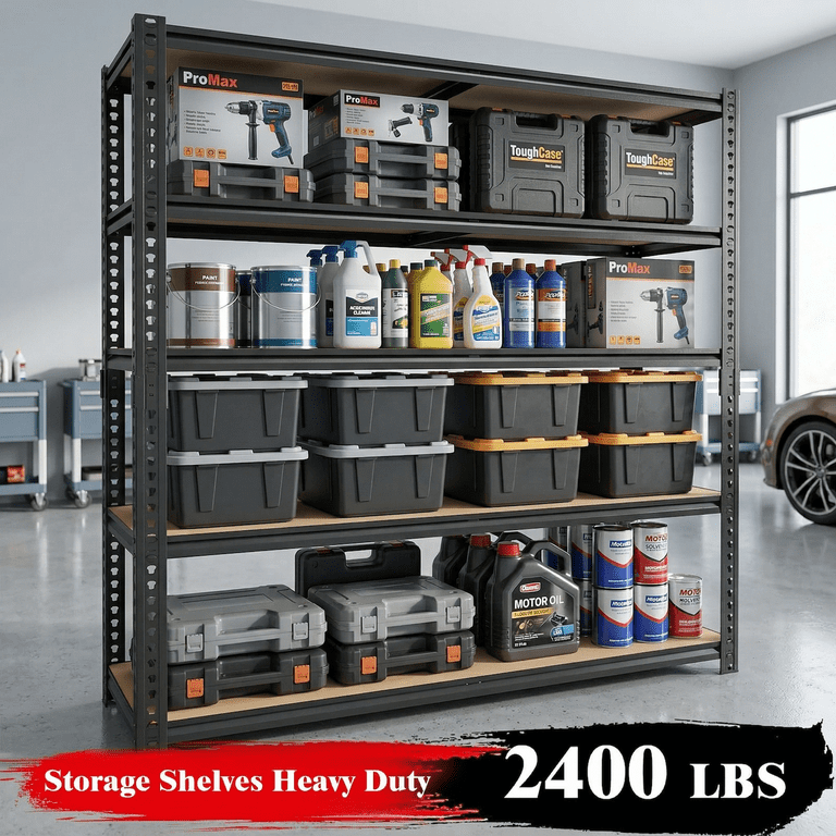 Uberlyfe Heavy-Duty 5-Tier Metal Shelving, 60"H photo 5