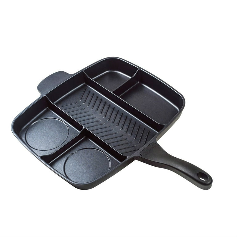 MasterPan Stovetop Oven Grill Pan with Heat-in Steam-Out Lid, Black, 12