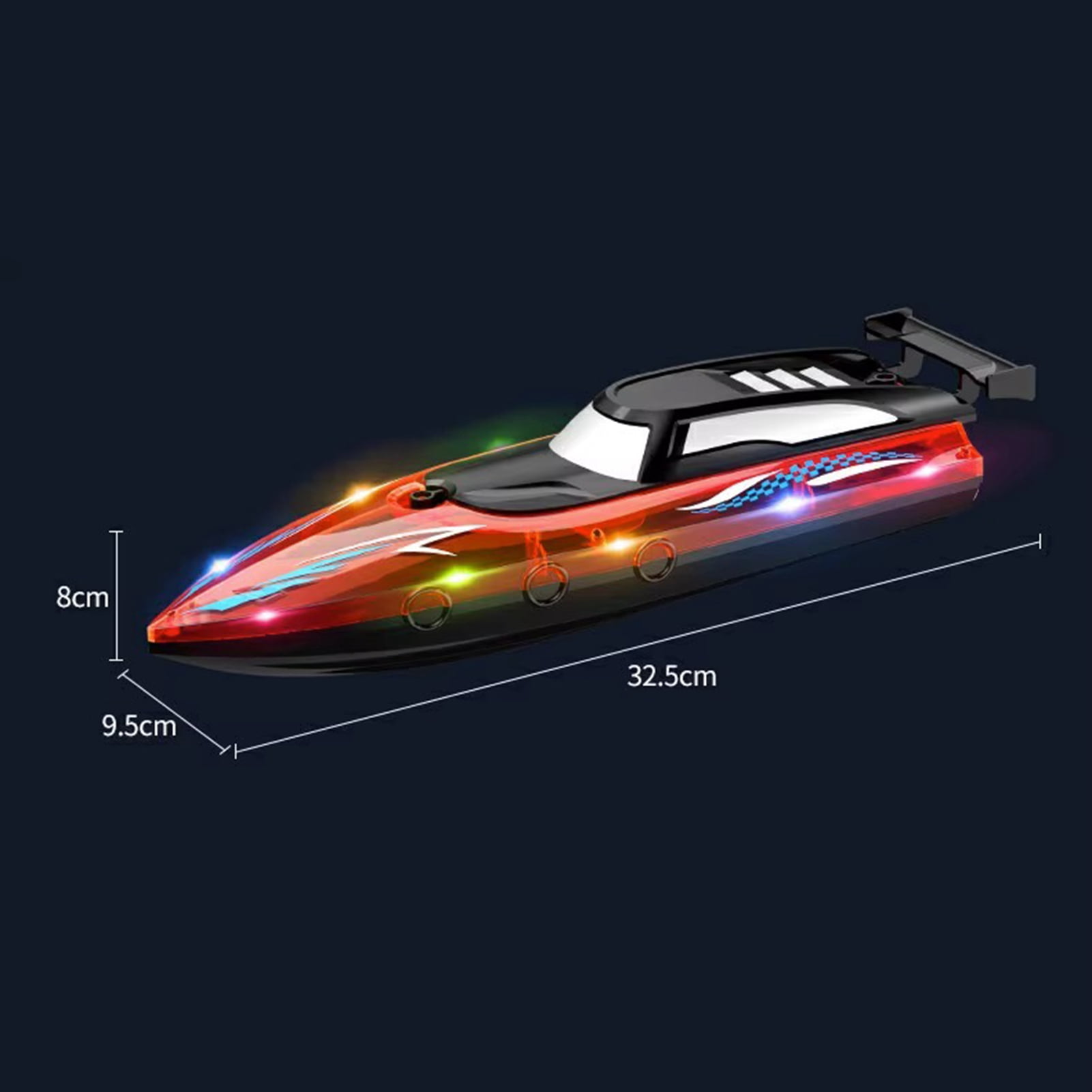 BAELLERT 1 Set Remote Control Boat Waterproof Electric RC Boat Toy with Colorful LED Lights for Outdoor Activity