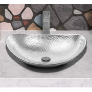 Monarch Abode Hand Hammered Silver Harbor Vessel Bathroom Sink (19 inches)