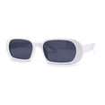 thumbnail image 2 of Womens Mod Oval Retro Narrow Rectangle Plastic Sunglasses White Black, 2 of 4