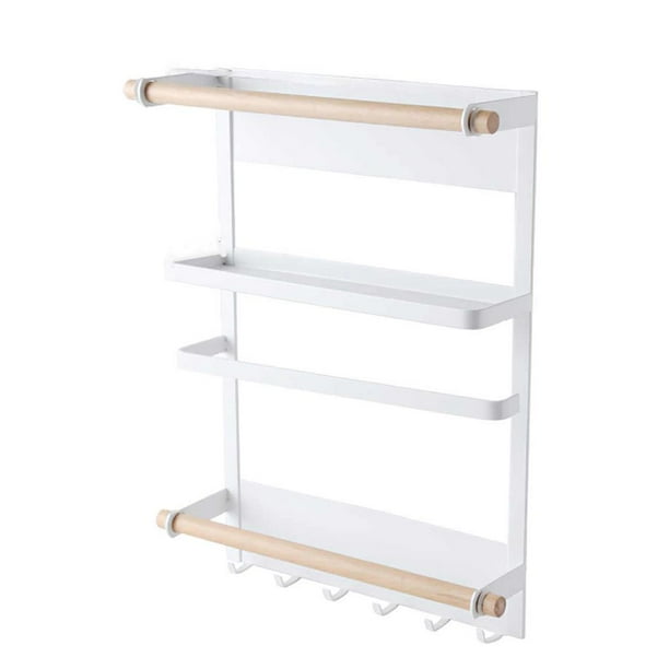 Naiovety Estante del refrigerador Almacenamiento lateral Multifuncional Multicapa Lateral Sin perforaciones Montado en la pared Refrigerador de cocina Almacenamiento y organización del hogar Naiovety HA019603-00