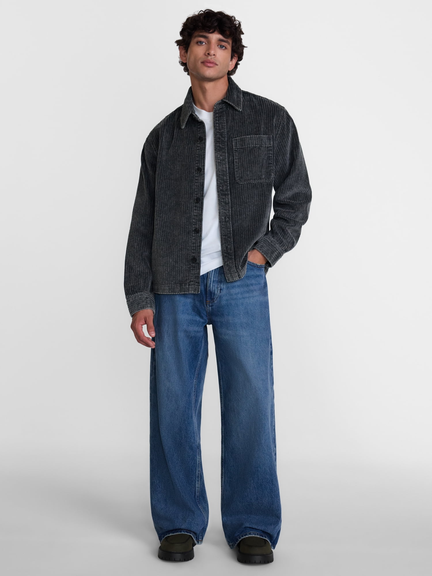 No Boundaries Cotton Corduroy Shacket, Men’s & Big Men’s XS-5XB