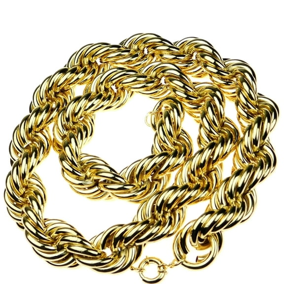 Huge Mens 14k Gold Plated Chain Hollow Rope Dookie 30MM Wide x 36" Inch Long Hip Hop Rapper Necklace