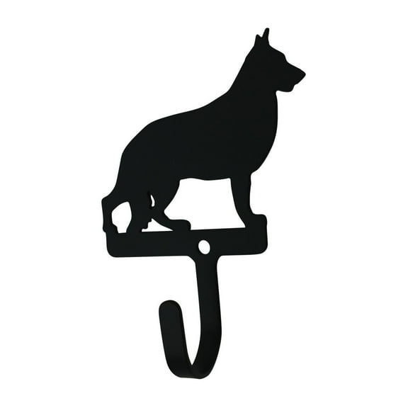 Metal Wall Hook with German Shepherd Accent, Small, Black