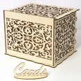 thumbnail image 3 of KAKOWELY Wood Wedding Storage Box Flower Box for Wedding Party Gathering (One Key, 12 Rubber Rings, Small Size),9.84"X7.87"X7.2", 3 of 4