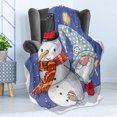 thumbnail image 4 of Christmas Soft Flannel Fleece Blanket, Snowman and Funny Gnome Colorful Cartoon Design Snowing Starry Night, Cozy Plush for Indoor and Outdoor Use, 50" x 60", Dark Violet Multicolor, by Ambesonne, 4 of 5